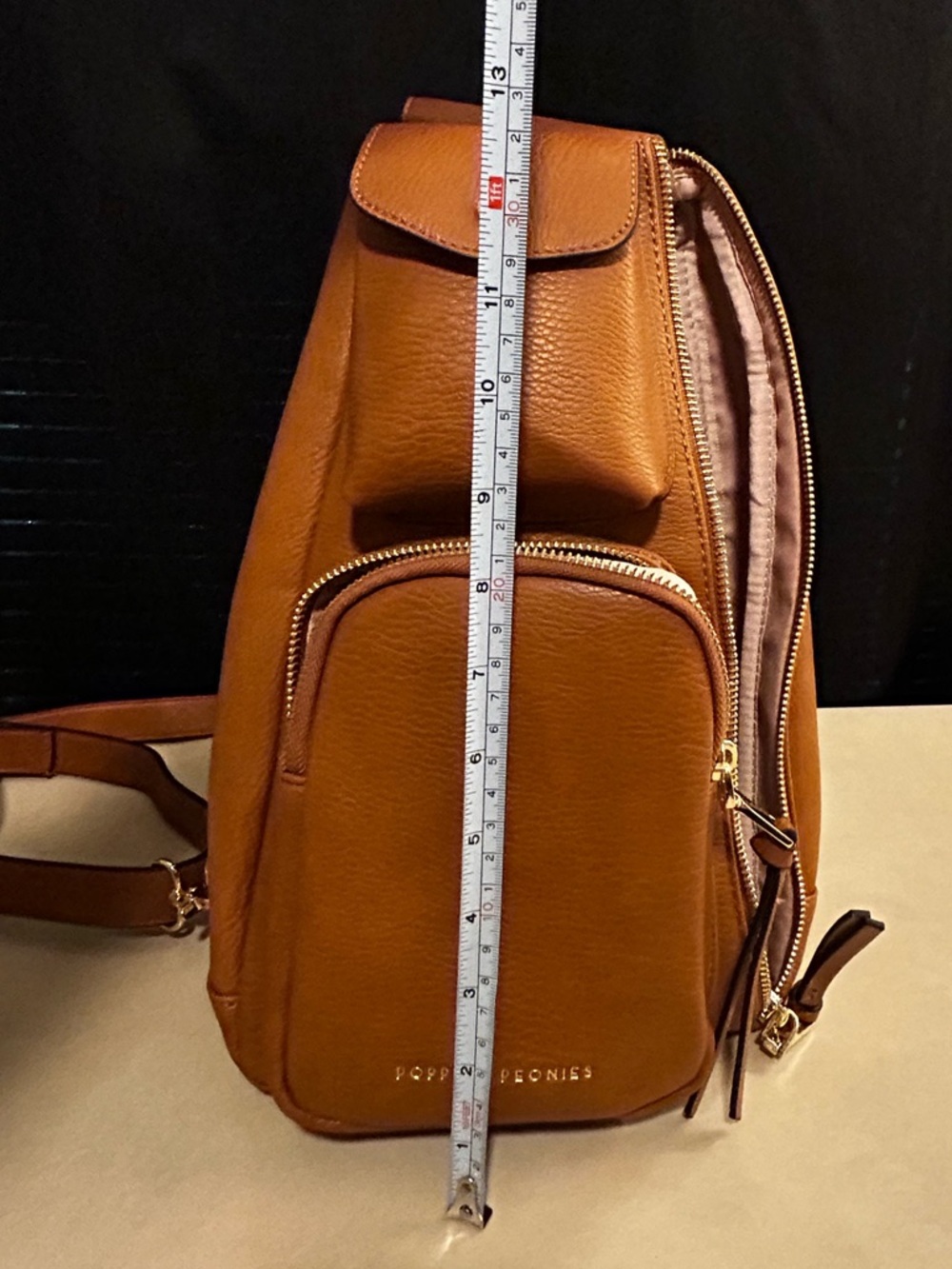 Poppy & Peonies Pebbled Leather Sling Backpack Purse NWOT - Picture 8 of 15